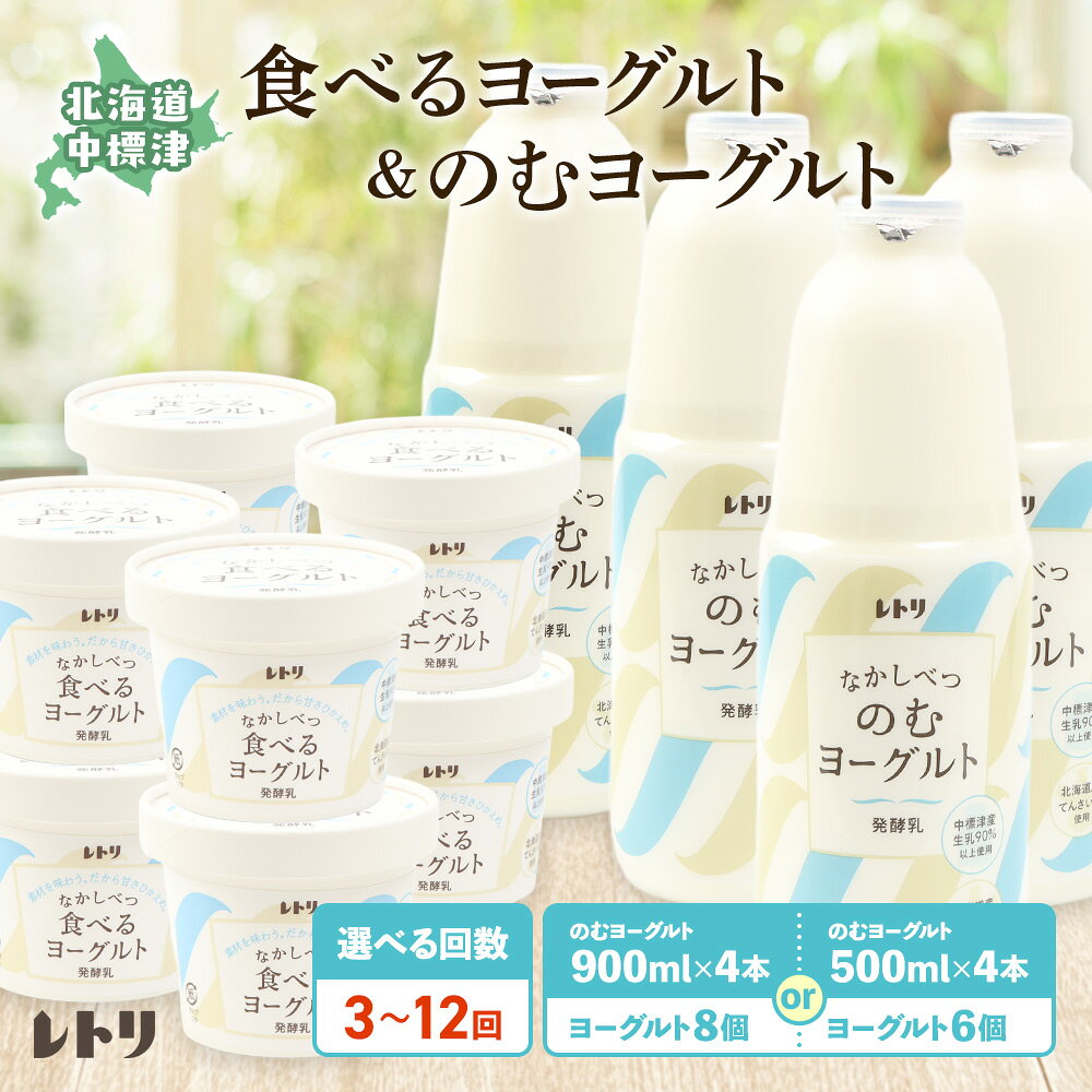 【ふるさと納税】【内容量&お届け回数が選べる！】北海道 のむヨーグルトと食べるヨーグルトセット のむヨーグルト ヨーグルト 乳製品 健康 善玉菌 整腸 無添加 定期便 月1回 朝食 スイーツ ふるさと納税 北海道 中標津町 中標津