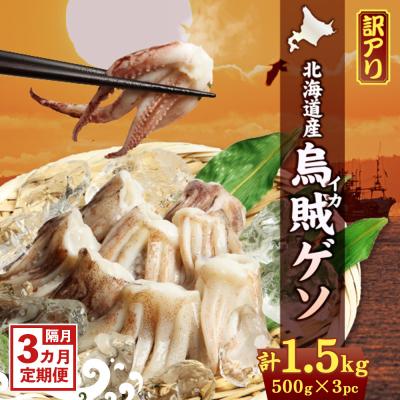 ふるさと納税 興部町 〔ワケあり〕北海道産　イカゲソ1.5kg　隔月3ヶ月定期便