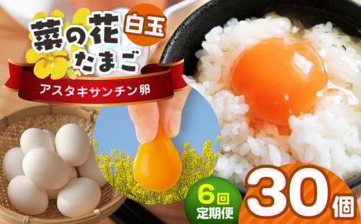 《全6回定期便》 新鮮 君津市産 菜の花エッグ アスタキサンチン卵白玉30個入り 菜の花たまご  | 卵 たまご タマゴ 玉子 定期便 白 卵かけご飯 お菓子作り 新鮮 オススメ 千葉県 君津市 きみつ