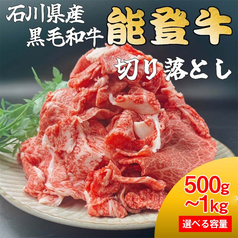 【ふるさと納税】【選べる容量】 能登牛切り落とし 500g～1kg 牛肉 最高級 切り落とし 焼肉 黒毛和牛 能登牛 F6P-2402var