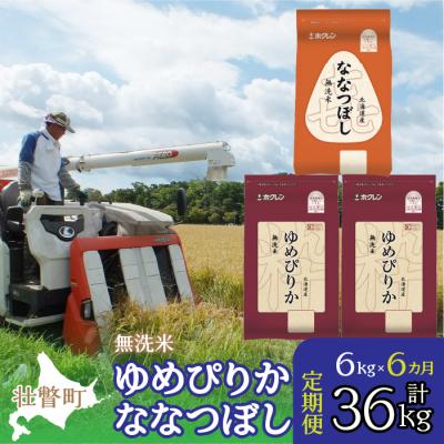 ふるさと納税 壮瞥町 【令和7年産】【6ヶ月定期】(無洗米6kg)食べ比べセット(ゆめぴりか、ななつぼし) SBTD142