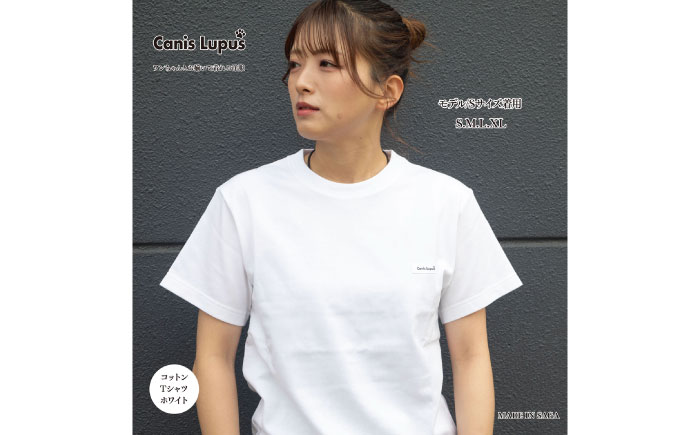 コットンTシャツ ホワイト （S-XLサイズ）/ Tシャツ 半袖 ユニセックス シンプル / 佐賀県 / Canis Lupus [41AAAN002]