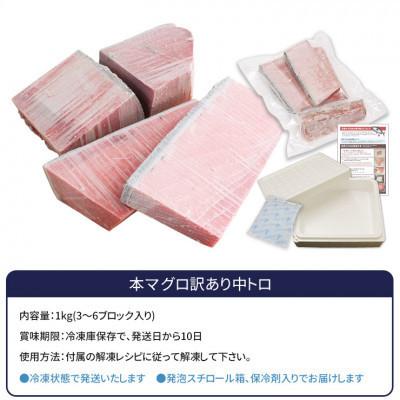 ふるさと納税 いわき市 【毎月定期便】本マグロ訳あり中トロ 真空包装 [約1kg(3〜6ブロック)]全12回 |  | 02