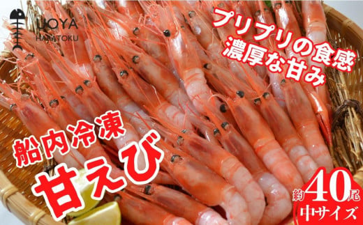 【船内冷凍 甘えび（あかえび）中サイズ40匹入り 】 700ｇ前後 冷凍 兵庫県香住産 日本海で水揚げされた鮮度抜群の甘えびを船内で急速冷凍しました。短時間で急速冷凍 細胞を壊さず、食品の美味しさをキ