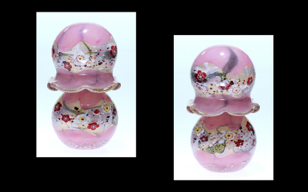 黒木国昭作 コードレスミニランプ 金・プラチナ象嵌「夢光琳 花ロマン」