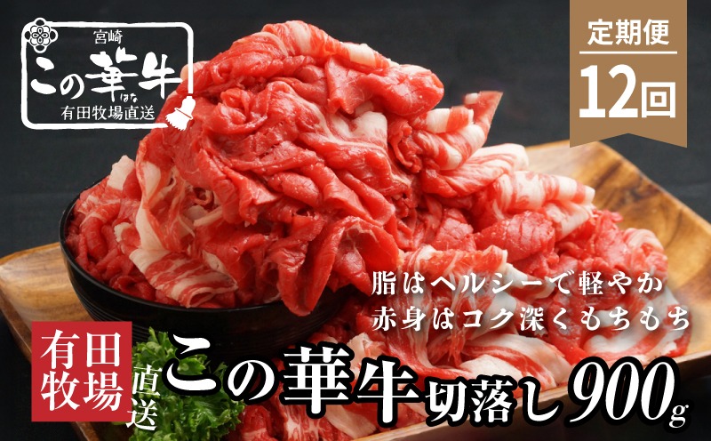 有田牧場直送この華牛切り落とし900g  12ヶ月定期便 K20_T003_1