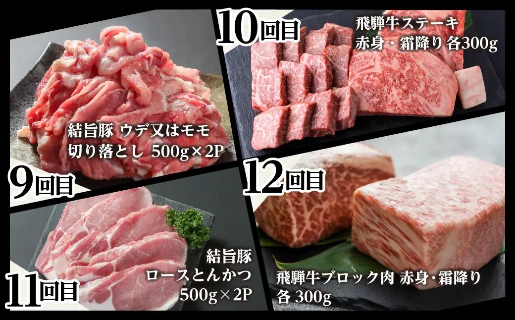白川郷 まるごと 定期便 全12回 お届け 飛騨牛&結旨豚 定期便 [S361]