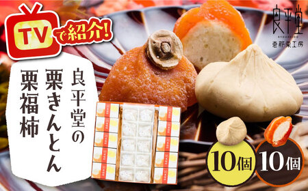 【カーボンオフセット対象】栗きんとん10個と栗福柿10個セット / 栗 くり 栗きんとん くりきんとん 和菓子 スイーツ 柿 かき 干し柿 干柿 / 恵那市 / 良平堂 [AUDB003]