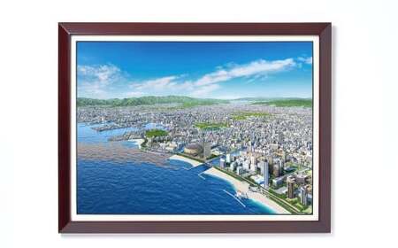 北九州市の地図情報会社のゼンリンが作る 「俯瞰図額絵 福岡市／百道(三々)」
