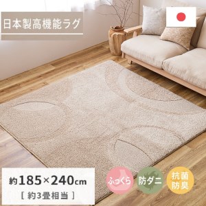 日本製 ふっくら厚手の防ダニ・抗菌防臭加工 カーペット 1枚 約185×240cm ベージュ 350118308 [3458] | カーペット ラグ