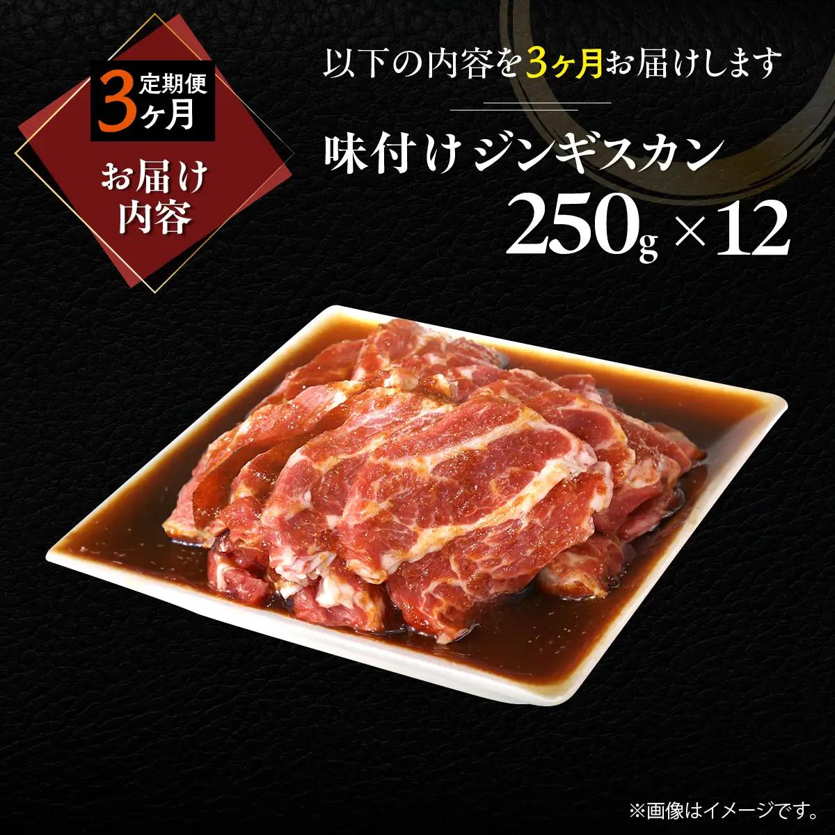 【3ヶ月定期便】味付けジンギスカン250g×12 MROA269