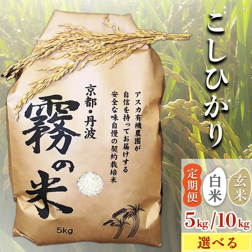 【ふるさと納税】亀岡盆地『霧の米』 白米 玄米 5kg 10kg（5kg×2袋）1回 4回定期便＜アスカ有機農園＞《令和7年 特別栽培米 コシヒカリ 米》
