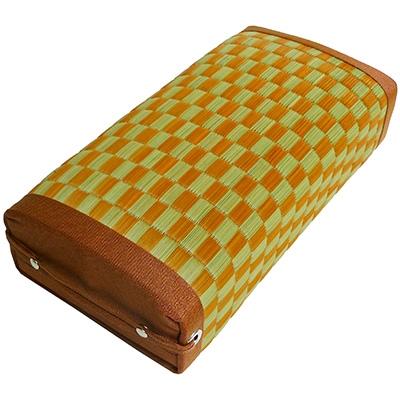 ふるさと納税 柳川市 あぐら座まくら　市松模様　オレンジ【B1-001】