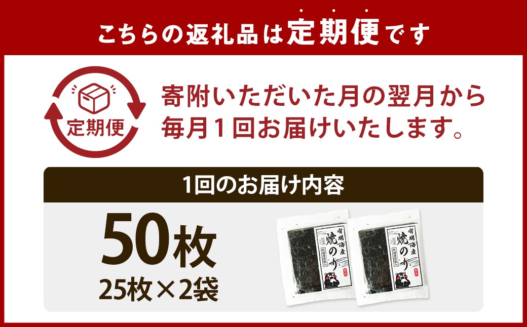 熊本有明産焼のり50枚（25枚×2袋）（訳あり・全形）