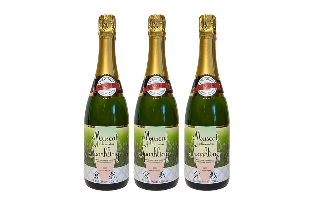 
                  ふなおワイナリー マスカット・オブ・アレキサンドリア（スパークリングワイン） 750ml×3本【ワイン スパークリングワイン ふなおワイナリー お酒 酒 さけ岡山県 倉敷市 人気 おすすめ】
                