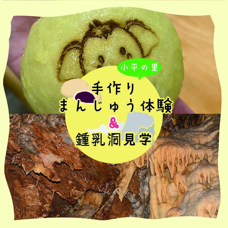 【ふるさと納税】【55】小平の里　手作りまんじゅう体験＆鍾乳洞見学　2名様
