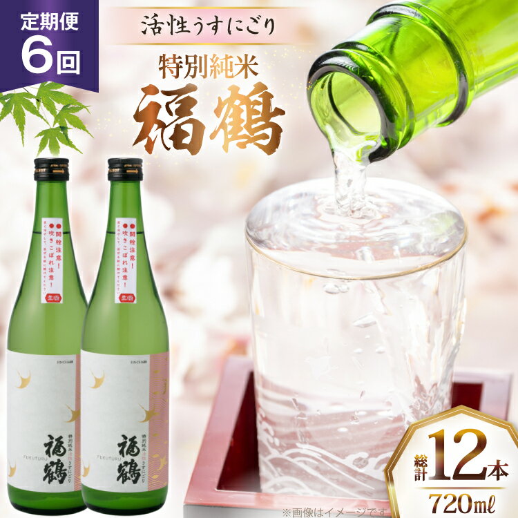 【ふるさと納税】酒 日本酒 福鶴 特別純米 活性うすにごり 720ml 計2本 6回 定期便 [福田酒造 長崎県 平戸市 hr42bgy410119] お酒 微炭酸 山田錦 にごり酒
