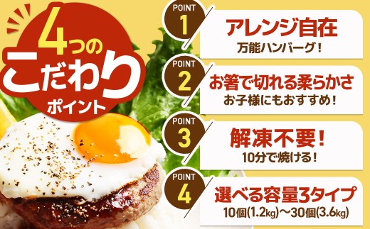 【訳あり】万能ハンバーグ2.4kg(120g×20個)　冷凍のまま10分で焼ける【1778293】