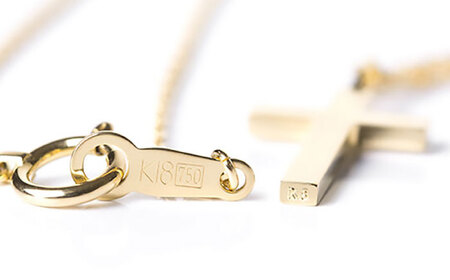 ロッソエブルー ネックレス 45cm k18 18金 ゴールド ミニ クロス 十字架 メンズ レディース 岐阜市 / アフェクト[ANGT005]