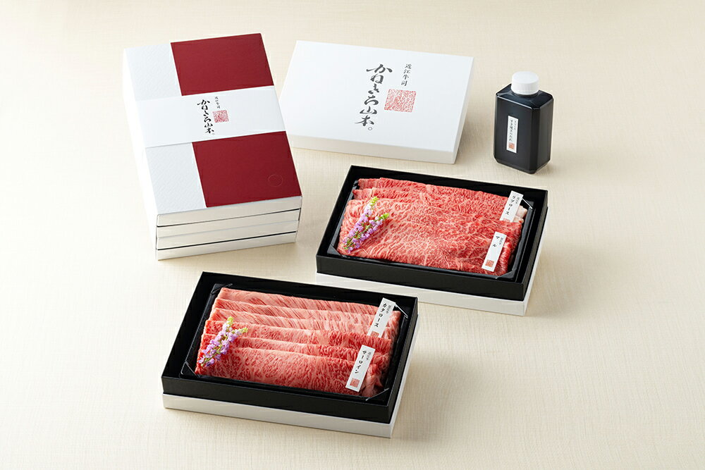 【ふるさと納税】【カネ吉山本】近江牛【寿】すき焼き4種2段重 （1段300g）計600g サーロイン / 肩ロース / モモ / ヒラ 手作りすき焼きのたれ 牛肉 国産 ブランド牛 冷凍