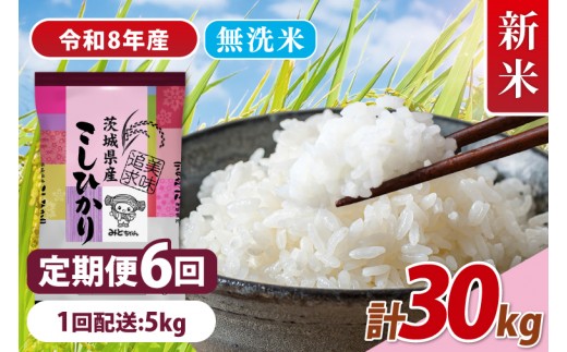 【10月より順次発送】【数量限定】 令和8年産 【6ヶ月定期便】美味追求 茨城県産こしひかり 5kg×6 【定期便 お米 ごはん こしひかり 無洗米 おにぎり ごはん 茨城県 水戸市 30キロ】(NA-15)