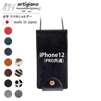 ふるさと納税 和泉市 【本革 スマホショルダー】ブラック iPhone12(PRO共通) 手帳型【apo-22hh】