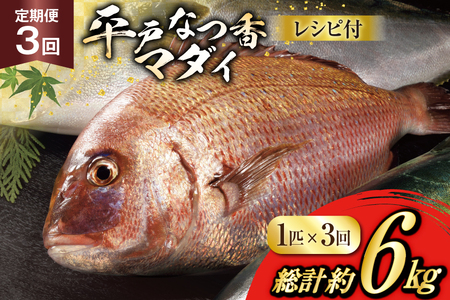 タイ 刺身 平戸なつ香 鯛 丸々 1匹 約2kg 3回 定期便 総計 約6kg [（株）坂野水産 長崎県 平戸市 hr42bgy420456]