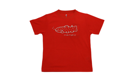 【子供用】 nanpu イトウ Tシャツ  120cm レッド 北海道 南富良野町 限定デザイン オリジナル キッズサイズ 子供用