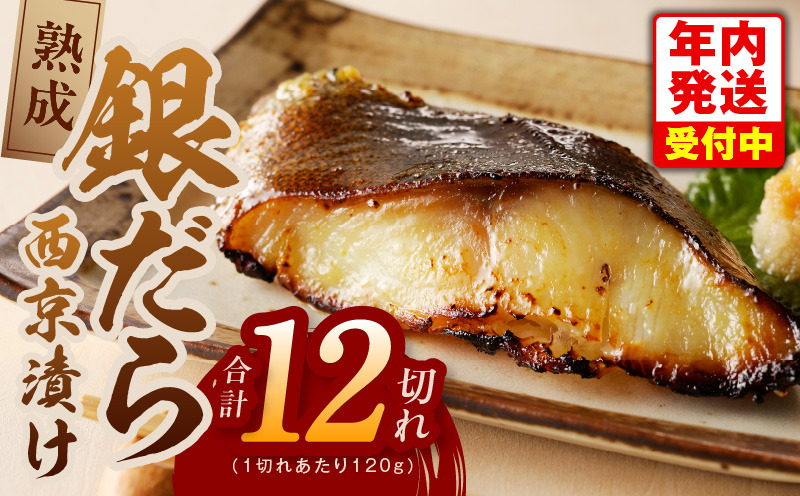 G1828y 【年内発送】銀鱈 西京漬け 120g×12切れ【厚切り 小分け 熟成 銀だら ぎんだら ギンダラ 海産物 魚 惣菜 西京焼き 味噌 お酒のあて 訳あり サイズ不揃い 家計応援 切り落とし】