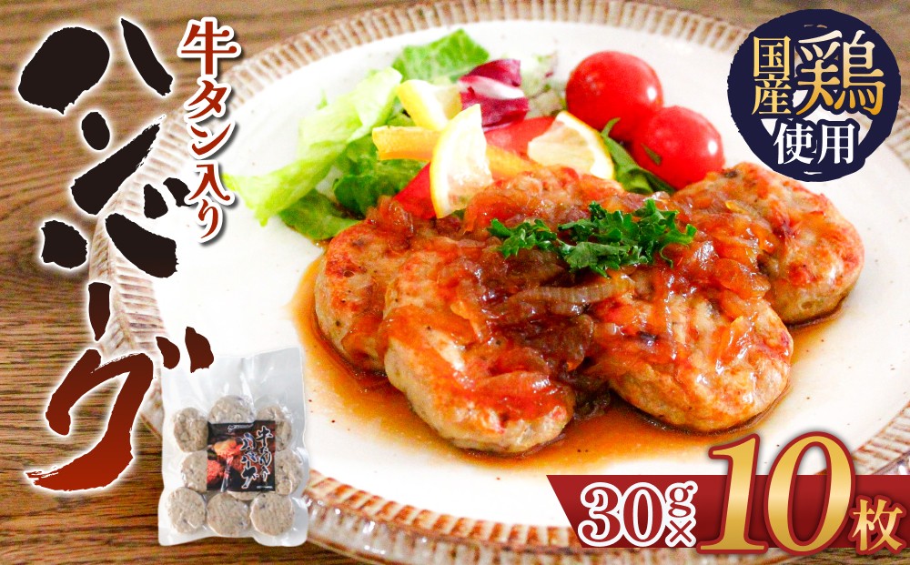 
                  牛タン入り ハンバーグ 【 30g × 10枚 】 鶏肉 肉 国産 牛タン入 冷凍 おかず お弁当 お手軽 簡単調理 宮城県 石巻市 宮城 石巻
                