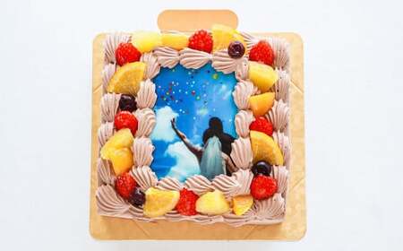 【チョコクリーム】サプライズに最適！ 写真ケーキ 3～6人用 5号サイズ