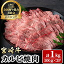 【ふるさと納税】宮崎牛 カルビ焼肉(計1kg・500g×2P) 牛肉 肉 ブランド牛 冷凍 国産 精肉 お取り寄せ BBQ 黒毛和牛 宮崎県 【LJ011】【レグセントジョイラー株式会社】