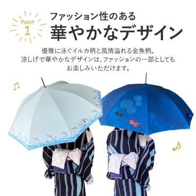 ふるさと納税 小牧市 UVカット竹傘　長傘　金魚　紫外線99.9%カット　晴雨兼用　男女兼用[089D02-02] |  | 03