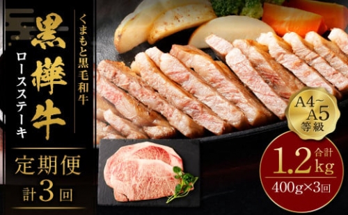 【3回定期便】くまもと黒毛和牛 杉本本店 黒樺牛 A4～A5等級  ロースステーキ定期便 400g×3回