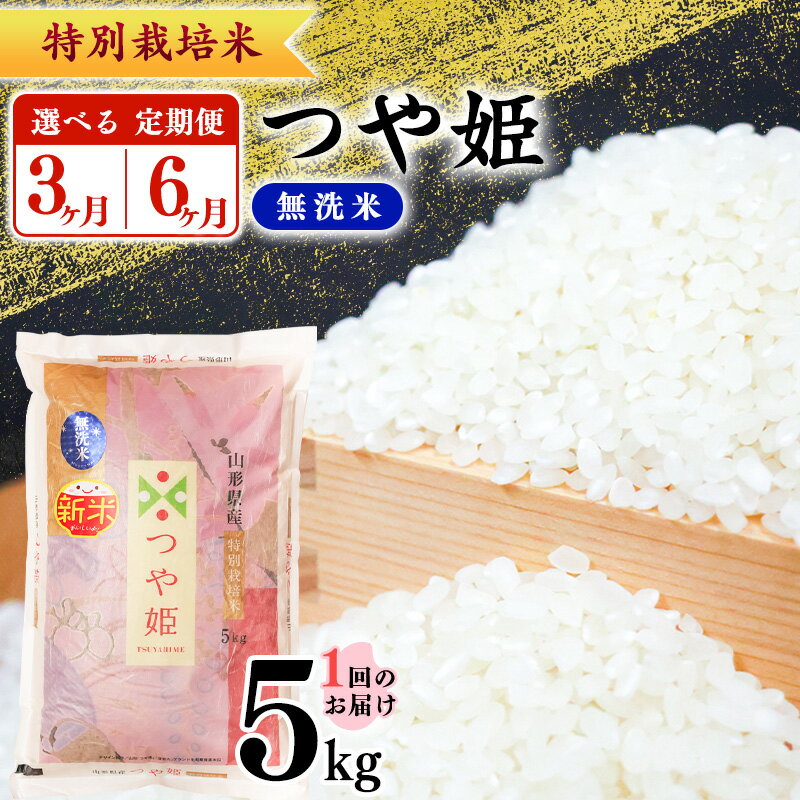 【ふるさと納税】新米【無洗米定期便】《 特別栽培米 》山形県産 令和7年産 つや姫 【選べる定期便】 3回 と 6回 （15kgと30kg）／ ふるさと納税無洗米 特A 評価 山形県 寒河江市 人気 おすすめ 送料無料 ふるさと納税山形県 米定期便 5kg 3回定期便 6回定期便 6か月