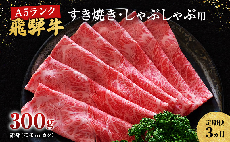 【定期便3ヶ月】牛肉 飛騨牛 すき焼き しゃぶしゃぶ セット 赤身 モモ 又は カタ 300g 黒毛和牛 Ａ5 美味しい お肉 牛 肉 和牛 すき焼き肉 すきやき すき焼肉 しゃぶしゃぶ肉 【岐阜県池田町】