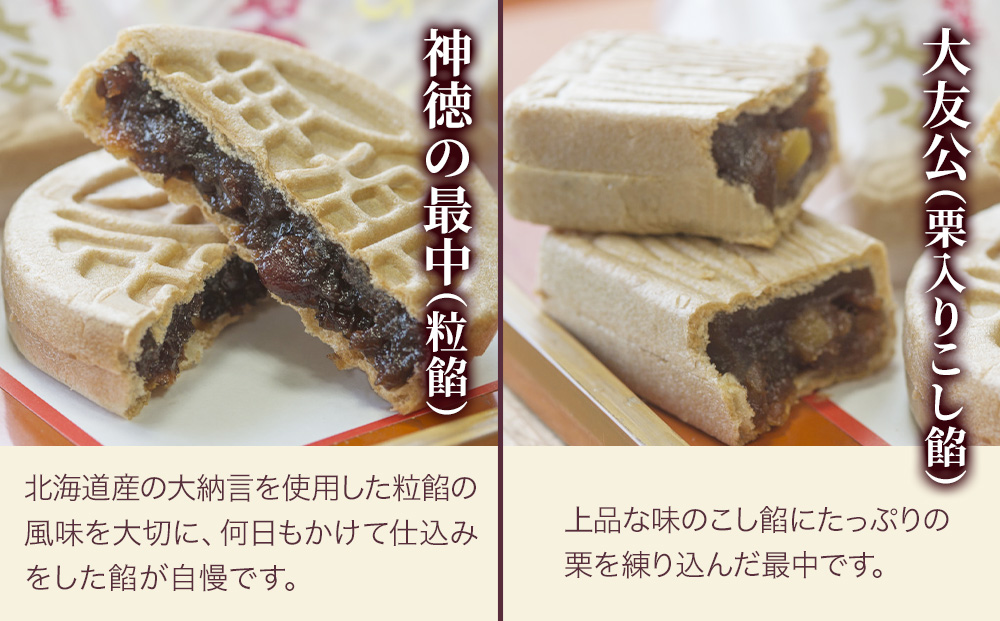 最中と洋菓子の詰合せ(神徳の最中・大友公・マドレーヌ・フルーツケーキ) もなか 最中 粒あん こし餡 マドレーヌ フルーツケーキ 洋菓子 和菓子 茶菓子 詰め合わせ ギフト 大分県産 九州産 津久見市