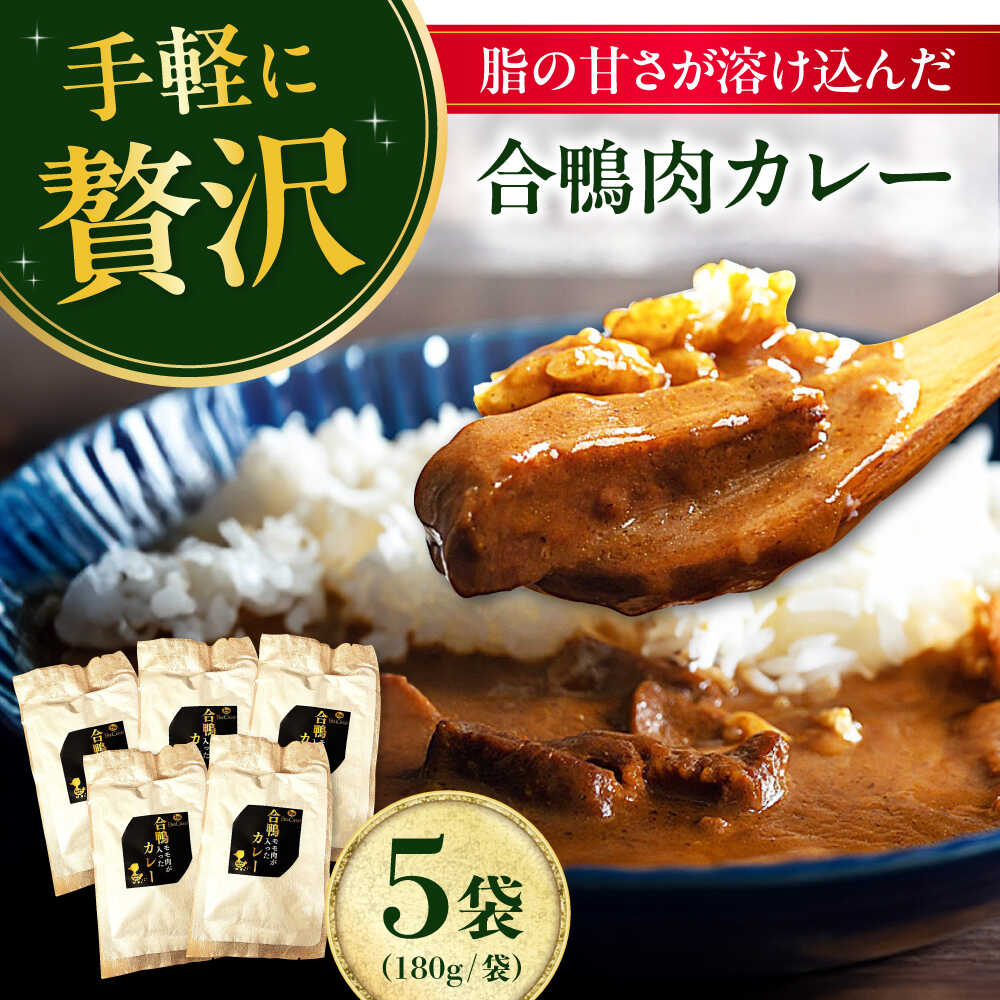 【ふるさと納税】合鴨モモ肉が入ったカレー×5個セット 鴨肉 カモ肉 カレー レトルト ギフト 常温保存 カレーライス 鶏肉 とりにく かれー 鶏肉 とりにく おかず 大阪府高槻市/大平産業株式会社[AODA004]