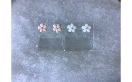 桜ドロップ イヤリング(ヒメ珊瑚 / バネ式 / ゴールド) | 珊瑚 ヒメ珊瑚 サンゴ さんご ヒメサンゴ ピンク 桃色 イヤリング ゴールド 金具 バネ式 アクセサリー 高知県 南国市