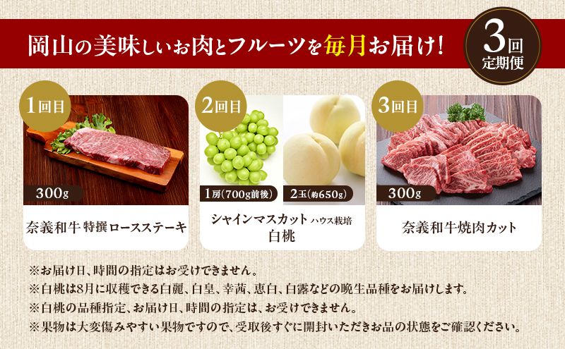 お肉とフルーツ 定期便 3回 コース 2026年 先行予約 桃 もも 