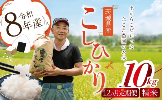 【12ヵ月定期便】令和8年産 コシヒカリ 精米 10kg 新米 米 白米 こしひかり 茨城県産こしひかり コシヒカリ 茨城産こしひかり 茨城こしひかり 茨城県産 こめ コメ お米 2026年産 ごはん 数量限定 茨城県 つくば市