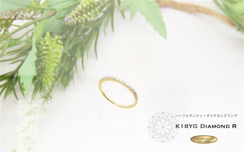 天然ダイヤモンド ハーフエタニティ リング K18 イエローゴールド　【ジュエリー 指輪】
