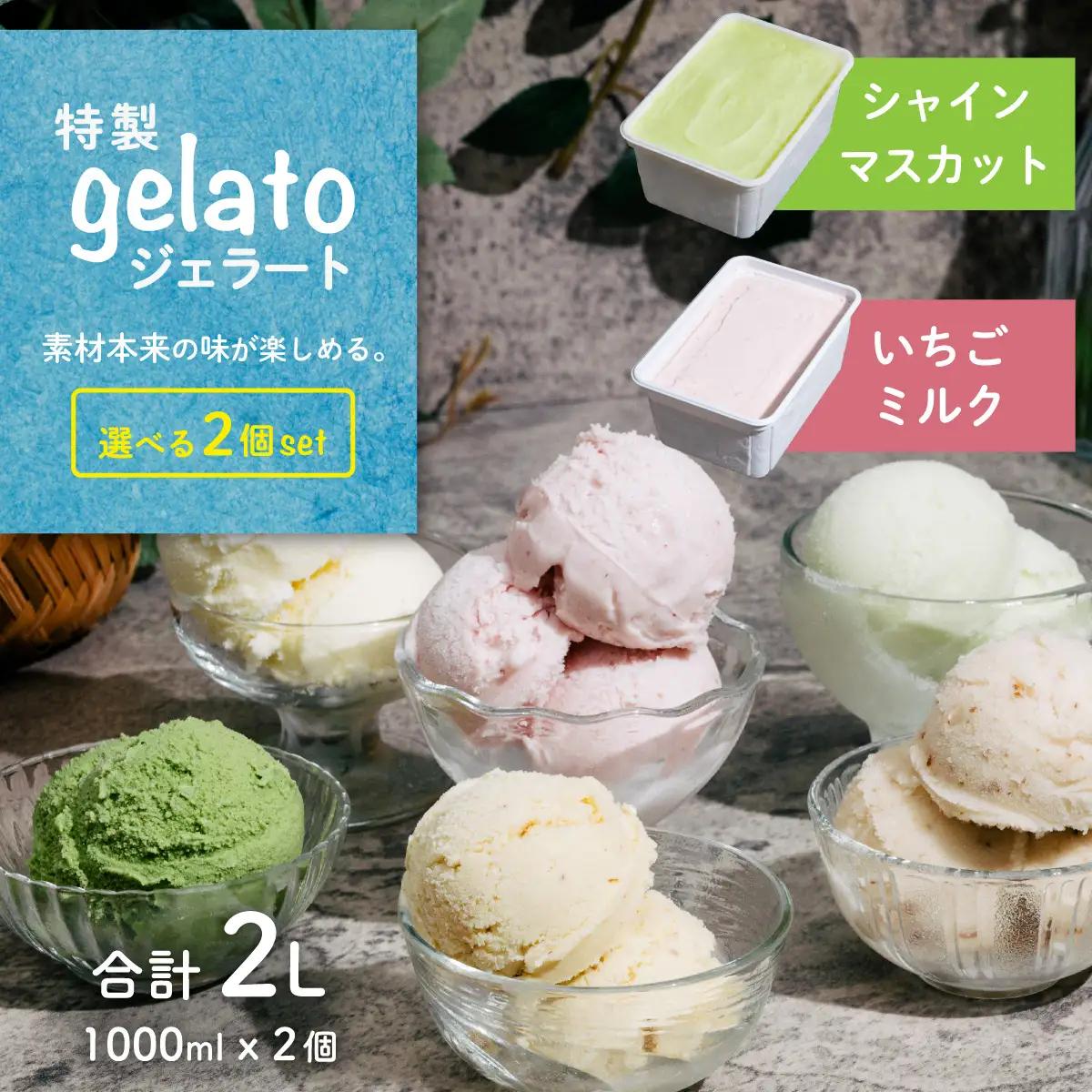 【ふるなび限定】ジェラート 1L×2個 アイス いちごミルク × シャインマスカット ジェラート FN-Limited-PR
