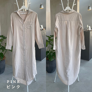 播州織レディース ワンピース RP003【ピンク・Lサイズ】「You are already perfect?」（66-21）