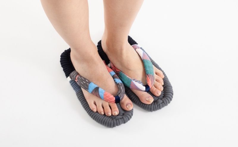 布ぞうり MERI 北斎 山下白雨 L：26cm　布草履 室内履き 健康 洗える 墨田区