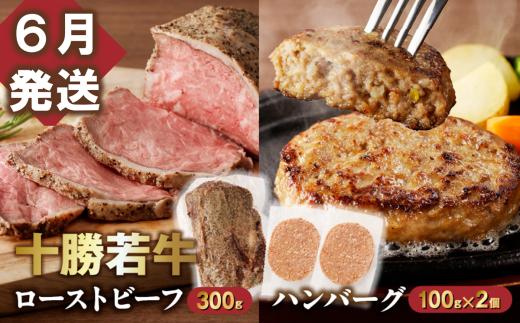 【6月発送】牛肉サミット金賞受賞！十勝若牛のローストビーフ・ハンバーグセット 国産 小分け 簡単調理 惣菜 おかず ハンバーグ お弁当 焼くだけ 牛肉 牛 肉 ローストビーフ ブランド牛 冷凍_S003-0025