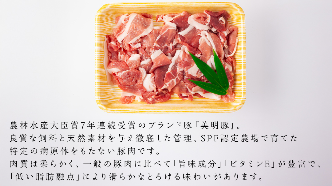 【6ヵ月 定期便】 美明豚 小間切れ 1kg×6回 合計6kg (茨城県共通返礼品 行方市) 国産 豚肉 冷凍 小分け こま切れ 切り落とし 豚 ぶた 肉 ポーク ブランド豚 [CV017sa]