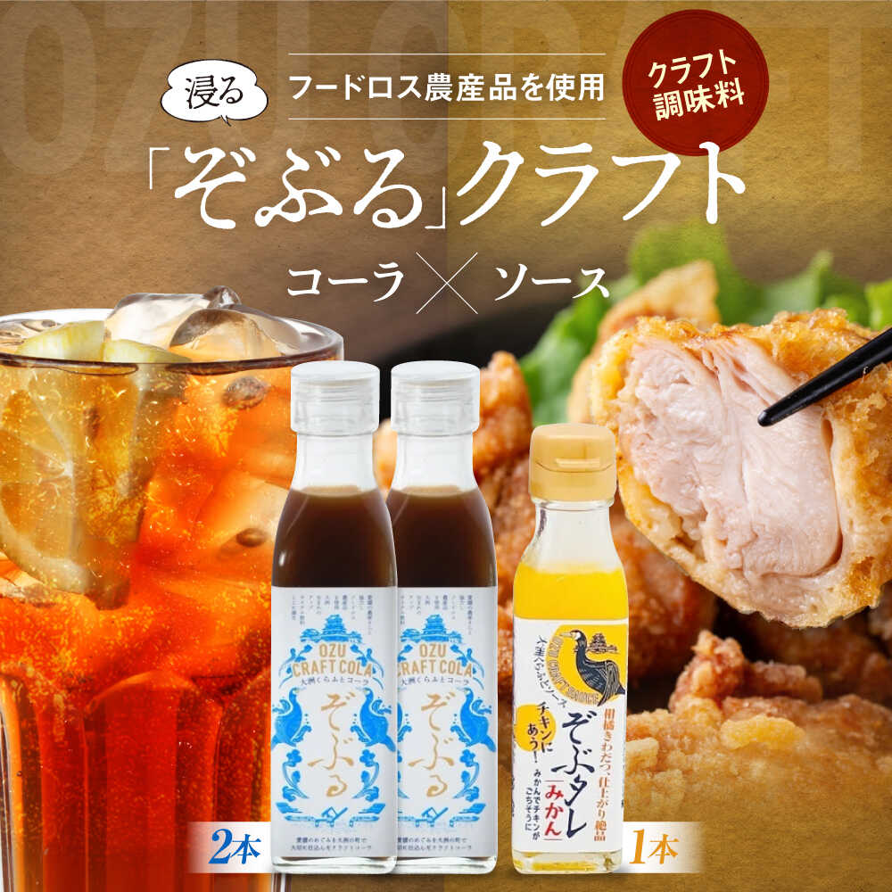 【ふるさと納税】大洲くらふとコーラぞぶる2本・大洲くらふとソースぞぶタレ1本 計3本セット 化粧箱付き　クラフトコーラ 手料理 大洲くらふとコーラ クラフトソース 万能ソース 手作りコーラシロップ 愛媛県大洲市/仙味エキス株式会社[AGBI004] 18000 2万円以下