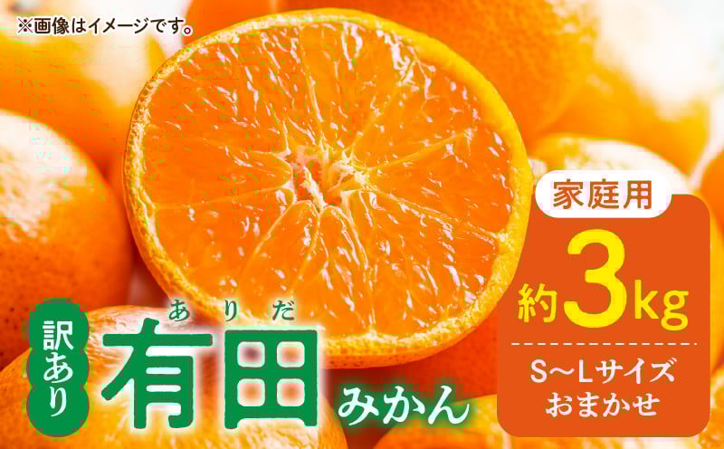 
                  DZ6203_【2026年先行予約】【ふるさと納税】 家庭用 有田みかん 和歌山県産 S～Lサイズ 大きさお任せ 約3kg 【ミカン 蜜柑 柑橘 温州みかん 和歌山 有田 訳あり 】
                