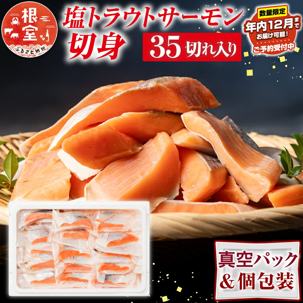 【ふるさと納税】★年内 12 月お届け、数量限定でご予約受付中★ 塩トラウトサーモン切身 1 切真空 × 35P 鮭 さけ サケ しゃけ シャケ 魚 さかな サカナ 真空 個包装 切り身 お取り寄せ グルメ 海鮮 北海道 根室市 ふるさと納税 A-09153（クラウドファンディング対象）